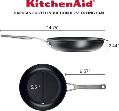 KitchenAid Hard Anodized Nonstick Fry Pan - 8.25 Inch Induction Skillet in Matte Black