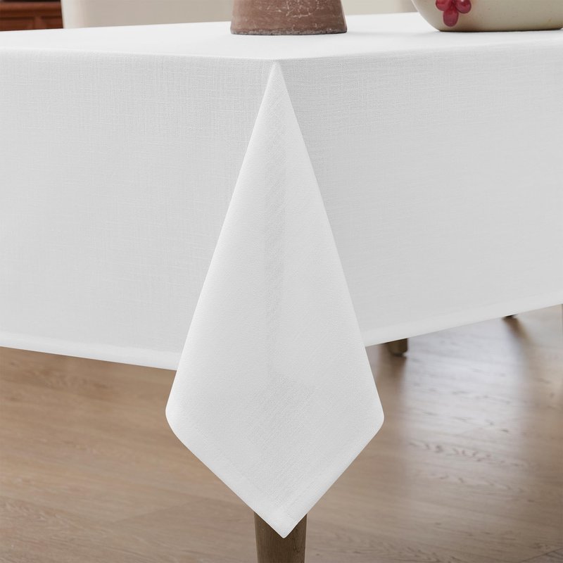 White Linen Tablecloth Rectangular 55 x 84 Modern Elegant Cotton Cloth Texured White Table Cloth for Rectangle Table Washable Fabric Tablecloth for Dining Wedding Banquet Party Thanksgiving Decor