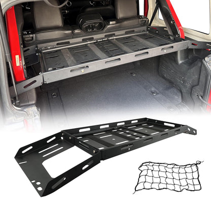 SUNPIE Rear Trunk Cargo Basket for Jeep Wrangler 2007-2025 JKU JLU 4 Doors, Hardtop Storage Rack & Camping Table | Heavy-Duty Organizer for Gear, Tools, Off-Road Accessories