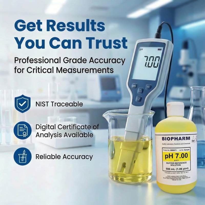 pH Buffer Calibration Solution Kit 3-Pack: pH 4.00, pH 7.00, pH 10.00 Buffers — 250 ml (8.4 fl oz) Each — Color Coded — NIST Traceable for All pH Meters