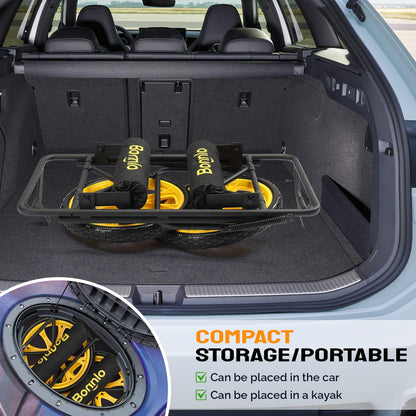 Bonnlo Durable Canoe Cart, All-Terrain Trolley Carrier with 15" Large Kayak Wheels, 330lbs Kayak Cart Dolly with Kickstand, Adjustable 4 Postions (8.66"-19.69") to Fit Kayaks, Canoes, and Small Boats