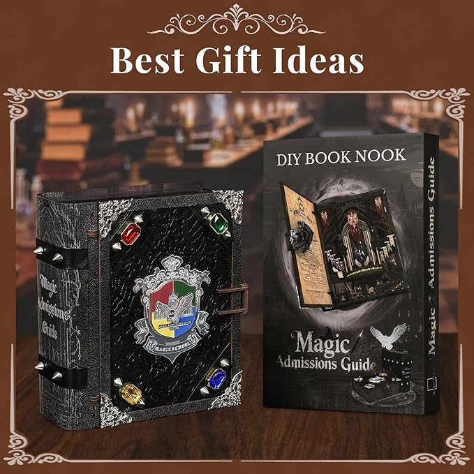 DIY Dollhouse Book Nook Kit with LED Light for Teens and Adults (Magic Admissions Guide)