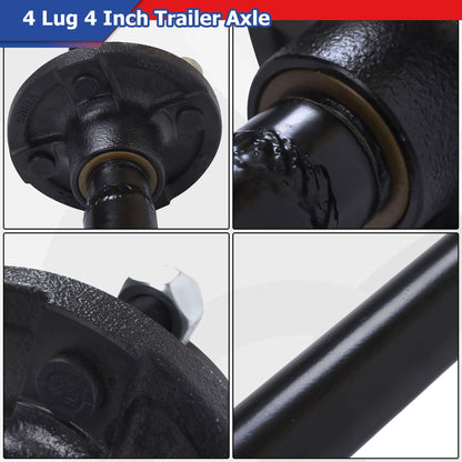 Thomletha Trailer Axle 2000 lbs Axle Beam 4 Lug Trailer Axle 56.5 inch Hub Face 46.5 inch Spring Center