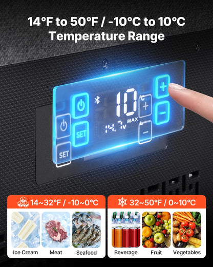 VEVOR 12 Volt Refrigerator, 21.1 QT/ 20L Car Fridge, Portable Ultra-Light EPP Freezer, APP Control Electric Compressor, 12V/24V DC, 14℉ to 50℉, for Truck Van RV SUV Boat Travel Camping