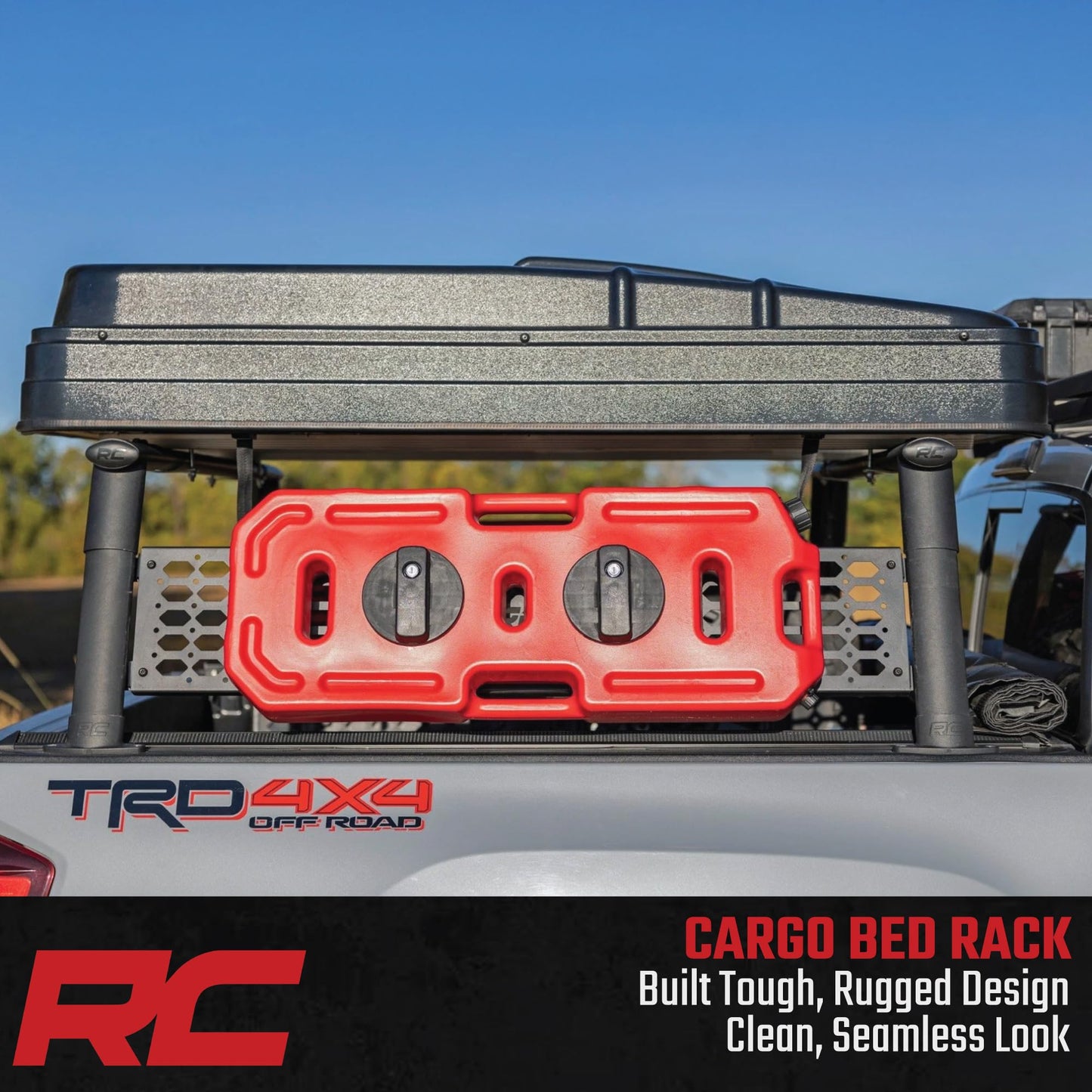 Rough Country Aluminum Bed Rack for 2005-2022 Toyota Tacoma - 73109,Black