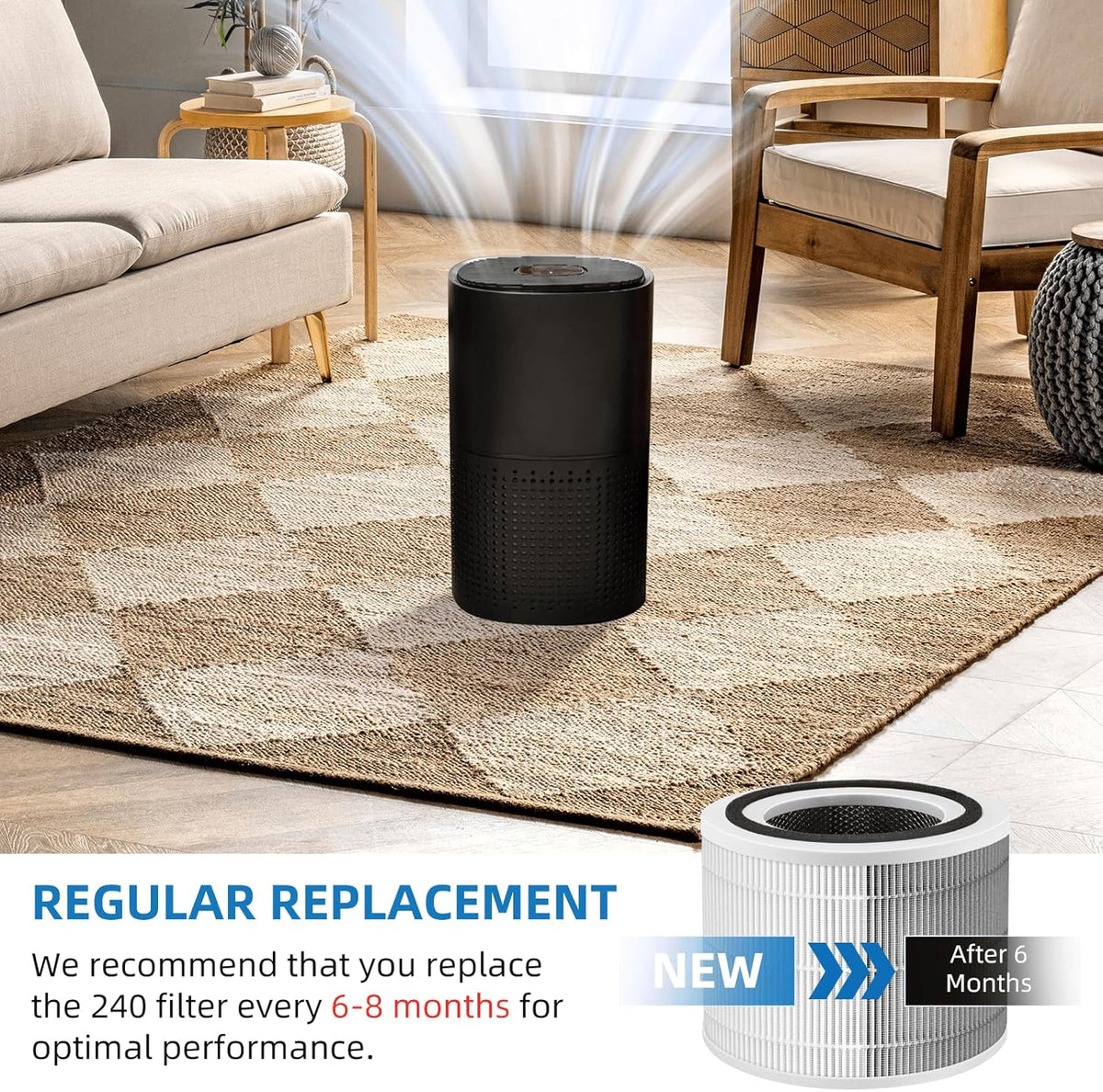 APPLIANCEMATES 240 True Filter Replacement - 3-in-1 Activated Carbon Filter, 2 Pack for PuroAir 240