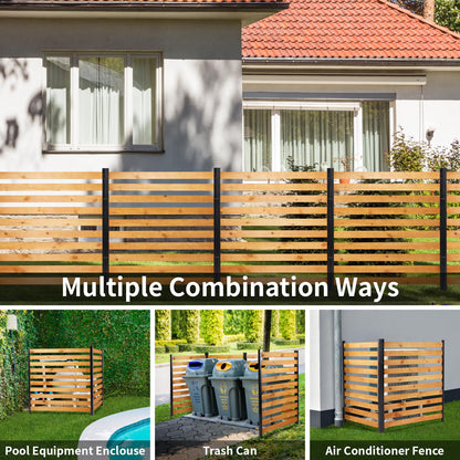 Svarog Outdoor Privacy Screen Fence Panels,Wood Privacy Screen Slatted No-Dig Fence kit for Air Conditioner,Trash Can,Pool Equipment Enclosure,38”W x 42”H,3 Panels