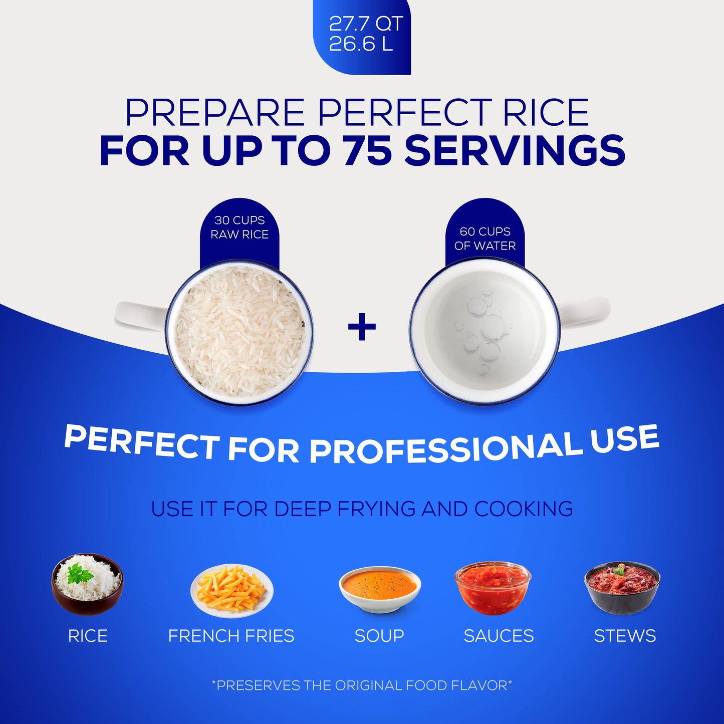 Universal (Professional Extra Large) Caldero 75 Cups - 27.7 QT / 26.6 L, Stainless Aluminum Pot, Even Heat Distribution and Fast Cooking Dutch Oven Pot with Ergonomic Handles, Ideal for Rice, and More
