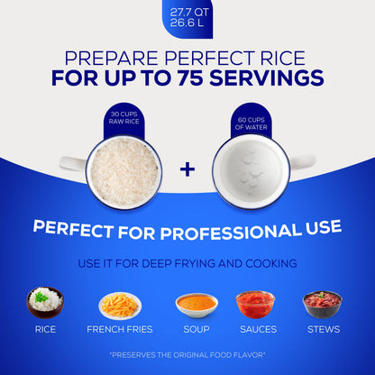 Universal (Professional Extra Large) Caldero 75 Cups - 27.7 QT / 26.6 L, Stainless Aluminum Pot, Even Heat Distribution and Fast Cooking Dutch Oven Pot with Ergonomic Handles, Ideal for Rice, and More