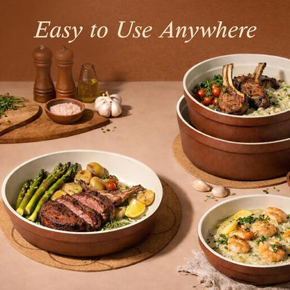 CAROTE 22Pcs Ceramic Cookware Set, Pots and Pans Set Non Stick Removable Handles, Non Toxic Cookware Oven/Dishwasher Safe, Induction Cookware, Gift Set, NonStick Cookware Set with Kitchen Essentials