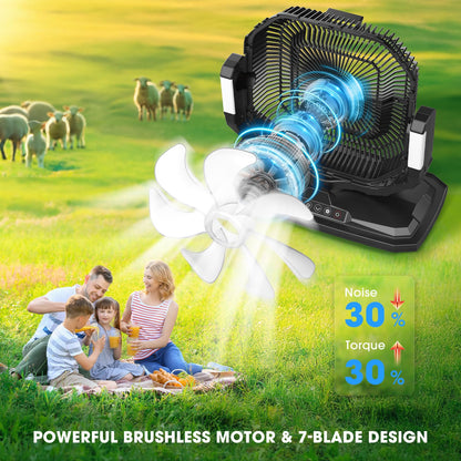 Ausic 5 Gal 12" Portable Misting Fan for Outside Patios, 30000mAh Outdoor Rechargeable Battery Oscillating Fan with Remote, Cooling Dugout Water Fan with Caster/LED Light/Timer, Camping Essential
