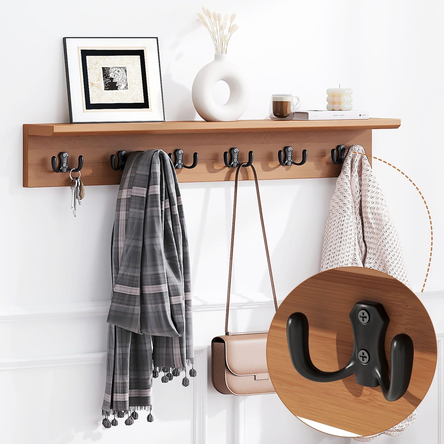 PETKABOO 39.4" Shoe Bench with Coat Rack Hidden Drawer and Side Holder, 2 Tier Entryway Bench with Storage, Bamboo Shoe Rack with Cushion for Entryway Hallway Living Room Bedroom