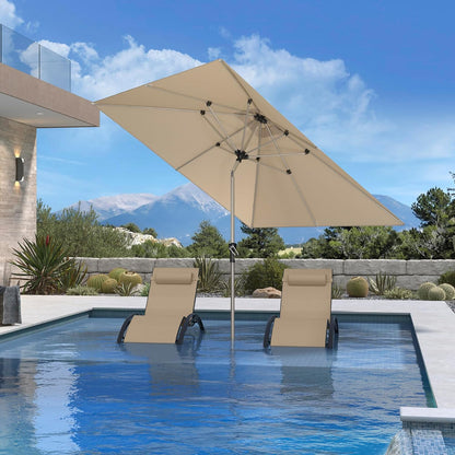 PURPLE LEAF 8' x 8' Square Patio Umbrella - Tilt Adjustment & Champagne Aluminum Frame for Deck, Garden, or Lawn