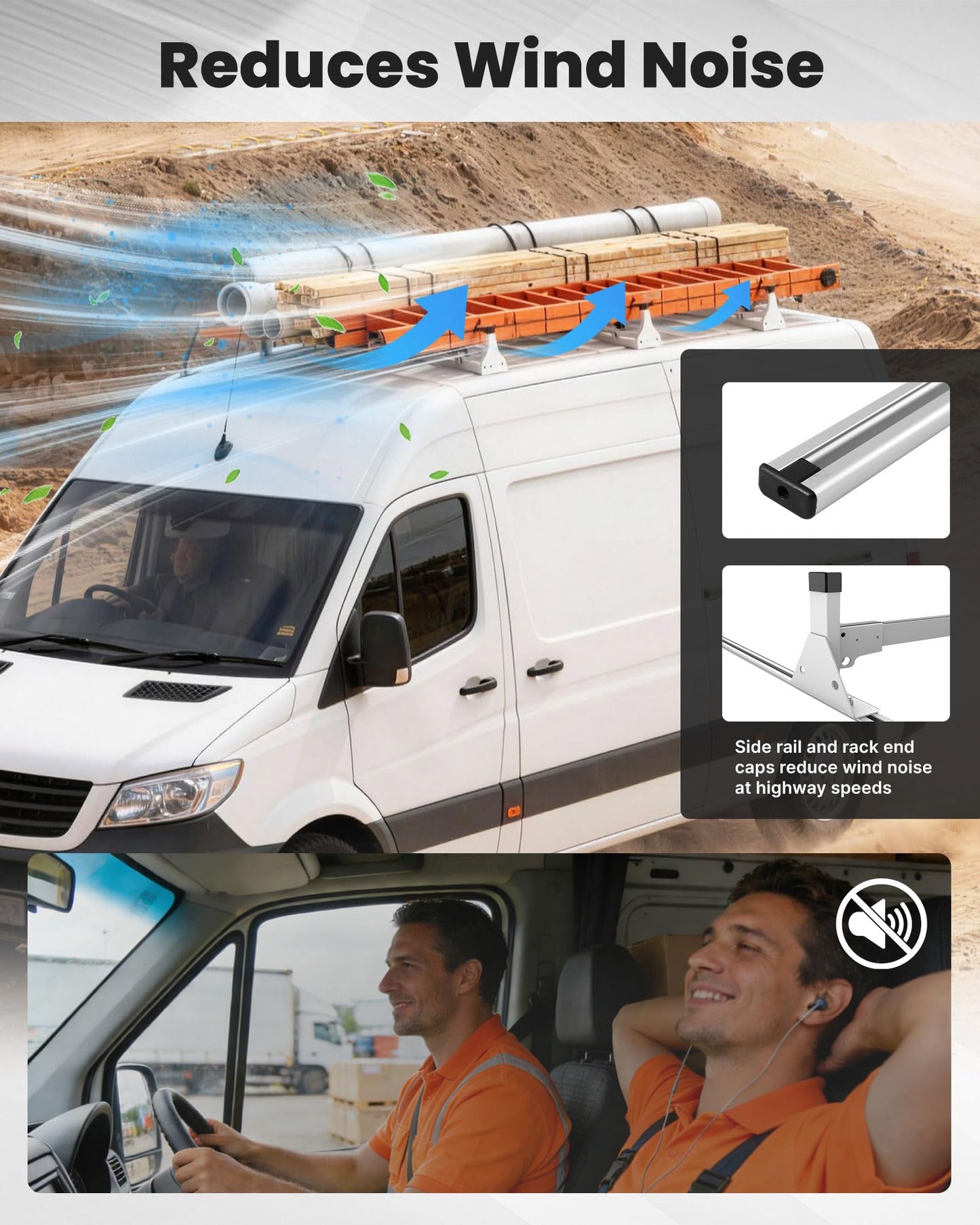 MELIPRON Van Roof Rack with Side Rails Fit for Mercedes-Benz Sprinter 2007-2025 144" WB High Roof - 800 LBS Alloy Steel Cargo Ladder Rack with Aluminum Tracks and Rubber Seal