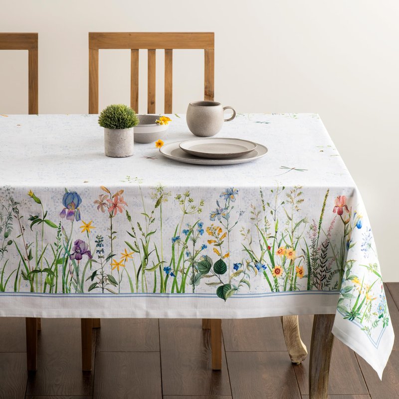 Maison d' Hermine Table Cloth Rectangle Table 100% Cotton 60 x 90 Inches Tablecloth Reusable Decorative for Dining Kitchen Room Farmhouse Home Gifts for Mothers Day Spring Summer - Fleurs De Mai