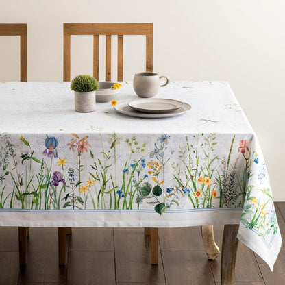 Maison d' Hermine Table Cloth Rectangle Table 100% Cotton 60 x 120 Inches Tablecloth Reusable Decorative for Dining Kitchen Room Farmhouse Home Gifts for Mothers Day Spring Summer - Fleurs De Mai