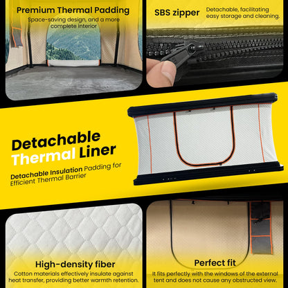 JIADROOE Hard Shell Roof Top Tent with Adjustable Crossbars, 4-Season Waterproof Pop-up Tent with Detachable Thermal Insulation Liner, Anti-Condensation Mat & USB Power Hub for Trucks, SUVs, Vans