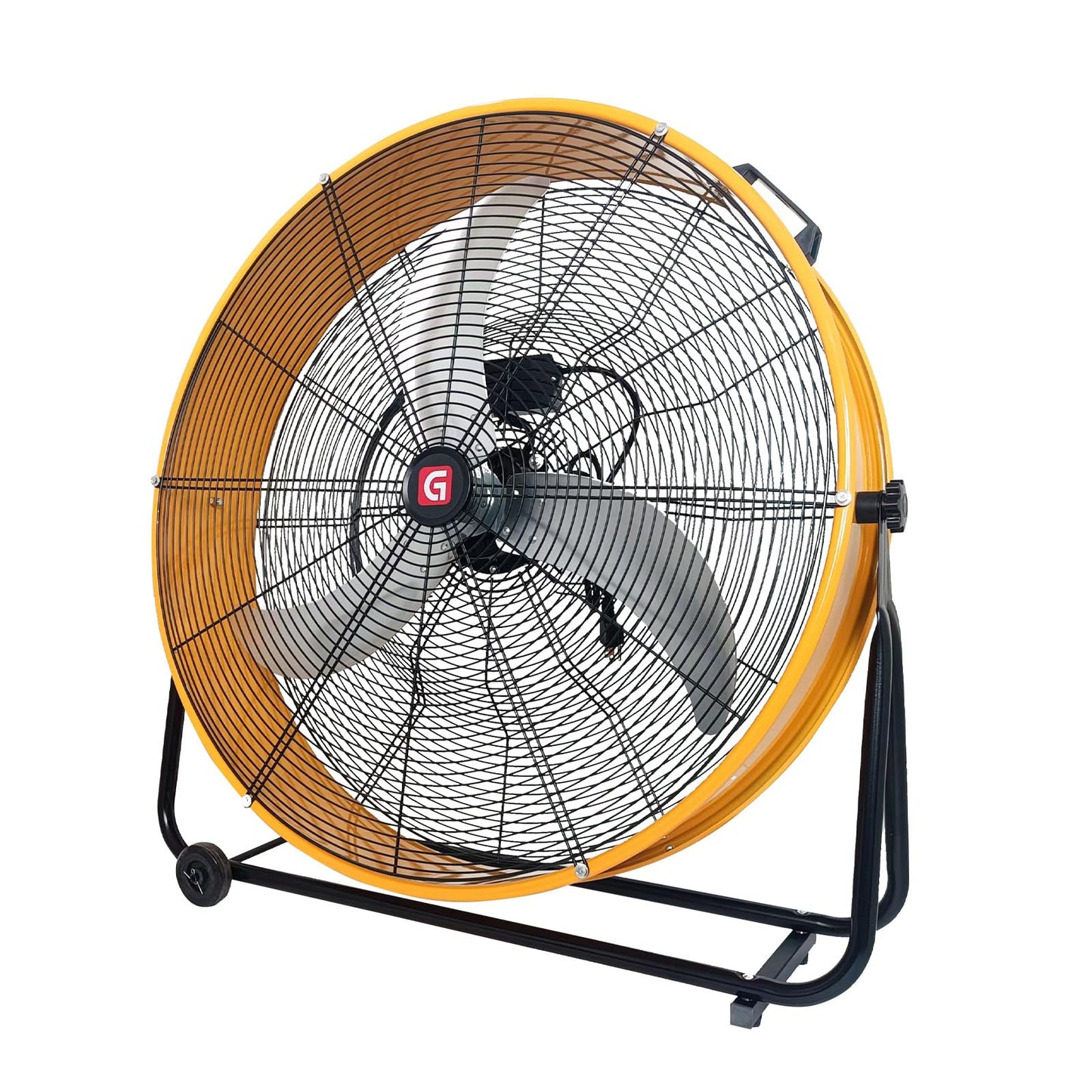 GarveeTech 24 in Industrial High Velocity Drum Fan, 8800 CFM High Velocity Floor Fan With 3-Speed Control, 360° Tilt Portable Air Circulator for Warehouse, Garage, Basement