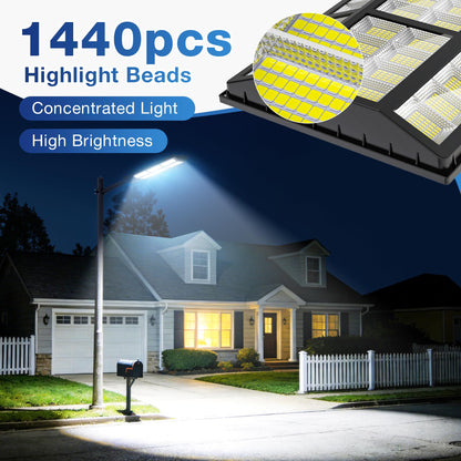 WYWNA 15000W Solar Street Light - 7000K Solar Lights Outdoor Dusk to Dawn, Solar Flood Lights Outdoor with Motion Sensor, Wide Angle IP66 Waterproof with Remote Control
