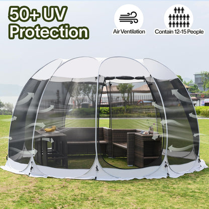 Alvantor 15'x15' Pop Up Screen House Tent, Instant Outdoor Gazebo with Mosquito Netting & UPF 50+ Sun Protection, Portable Canopy Shelter for Patio, Backyard, Camping (12-15 Person),Grey