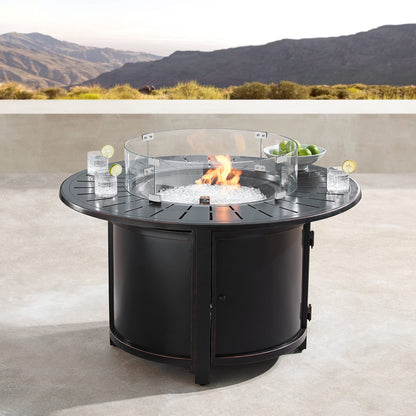 Oakland Living Round 25.7-in Tempered Glass Fire Table Wind Guard Flame Blocker