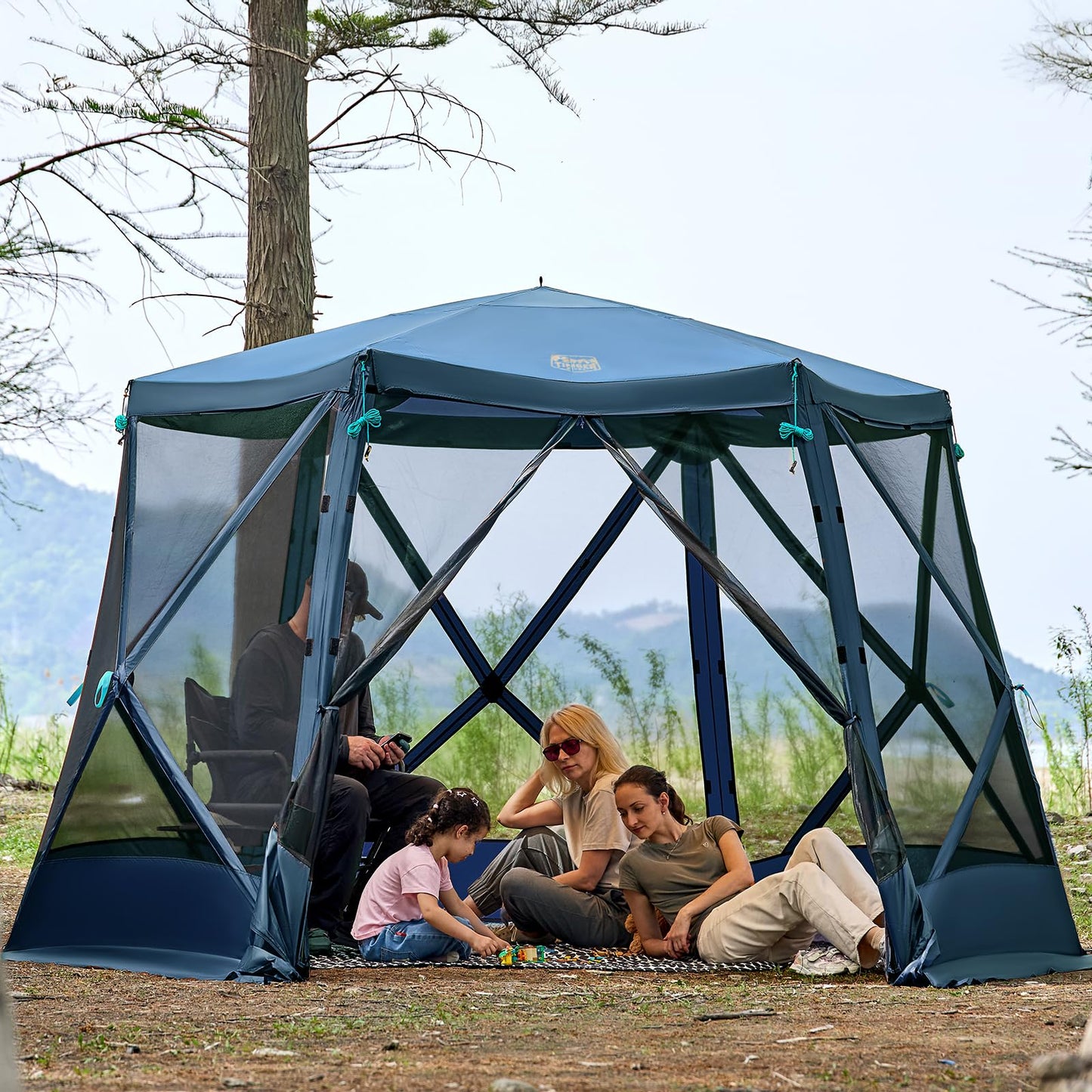 TIMBER RIDGE Easy Pop Up Gazebo Canopy Tent for Camping, 11.5 X 9.8 Ft Portable Instant Screened House, Pop Up Canopy with Netting for Backyard, Patio, Outdoor, Tailgating, Picnics, Blue