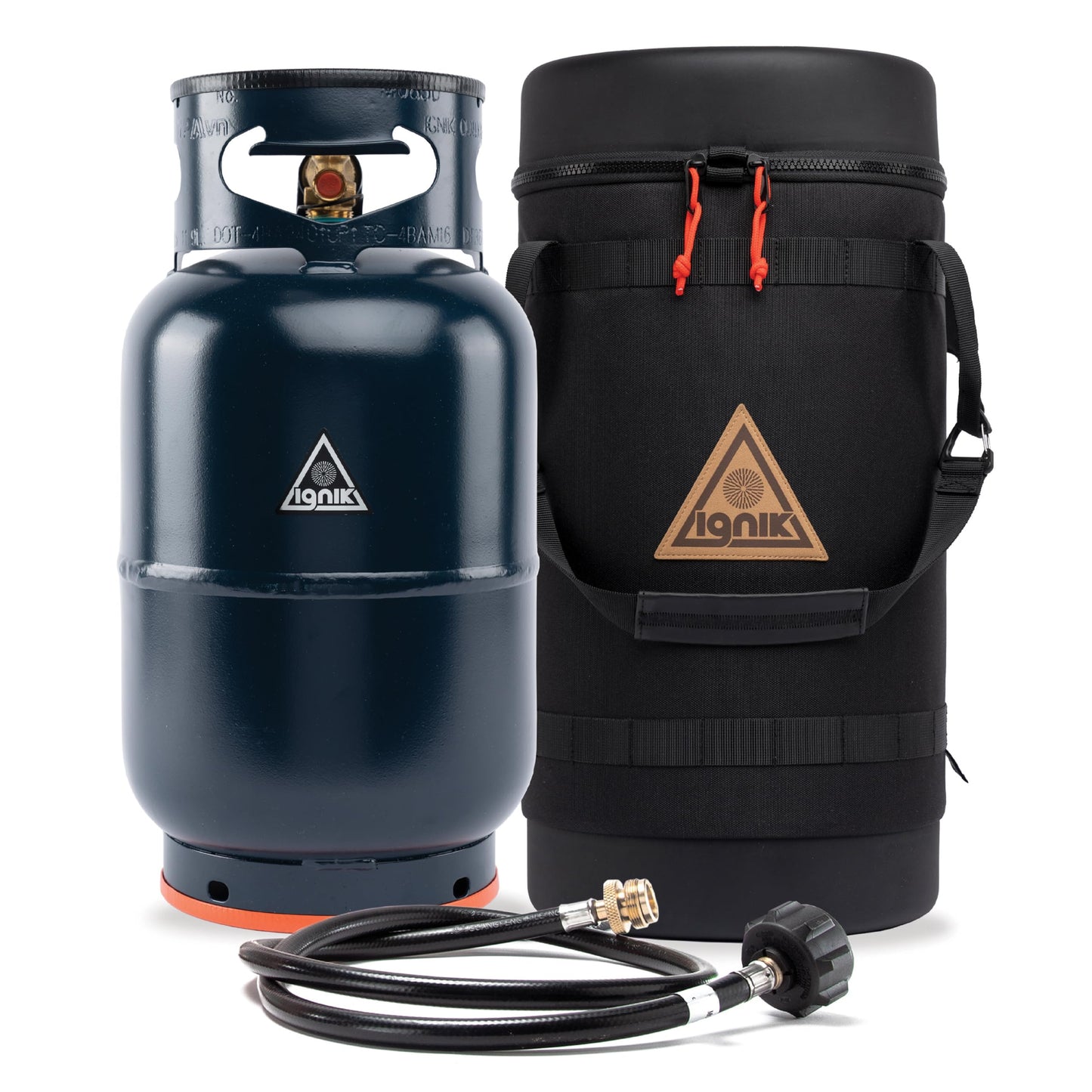 Ignik Refillable Gas Growler X 10-Pound Empty Propane Tank with Carry Case and Adapter Hose, Black Case/Blue Tank