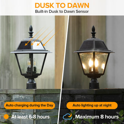 LUTEC Outdoor Solar Lamp Post Light, Dusk to Dawn, 300LM, Waterproof, Brown, Model 6936704213