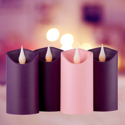 Needzo Flameless Advent Tabletop Pillar Candle Set, Unscented LED Candles, Christmas Wreath Accessories Home Decor, Pack of 4