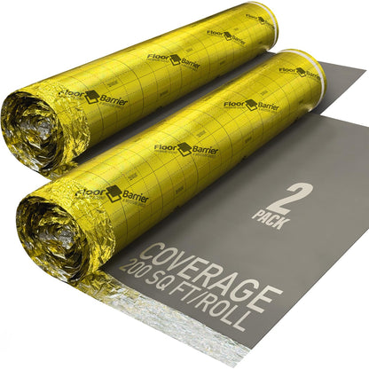 Premium Floor Underlayment with Moisture Barrier – 200 sq ft Roll, 3mm Thick – Quiets Foot Traffic Noise, Under Floor Insulation for Hardwood, Laminate, & Vinyl Plank Flooring (2 Pack)