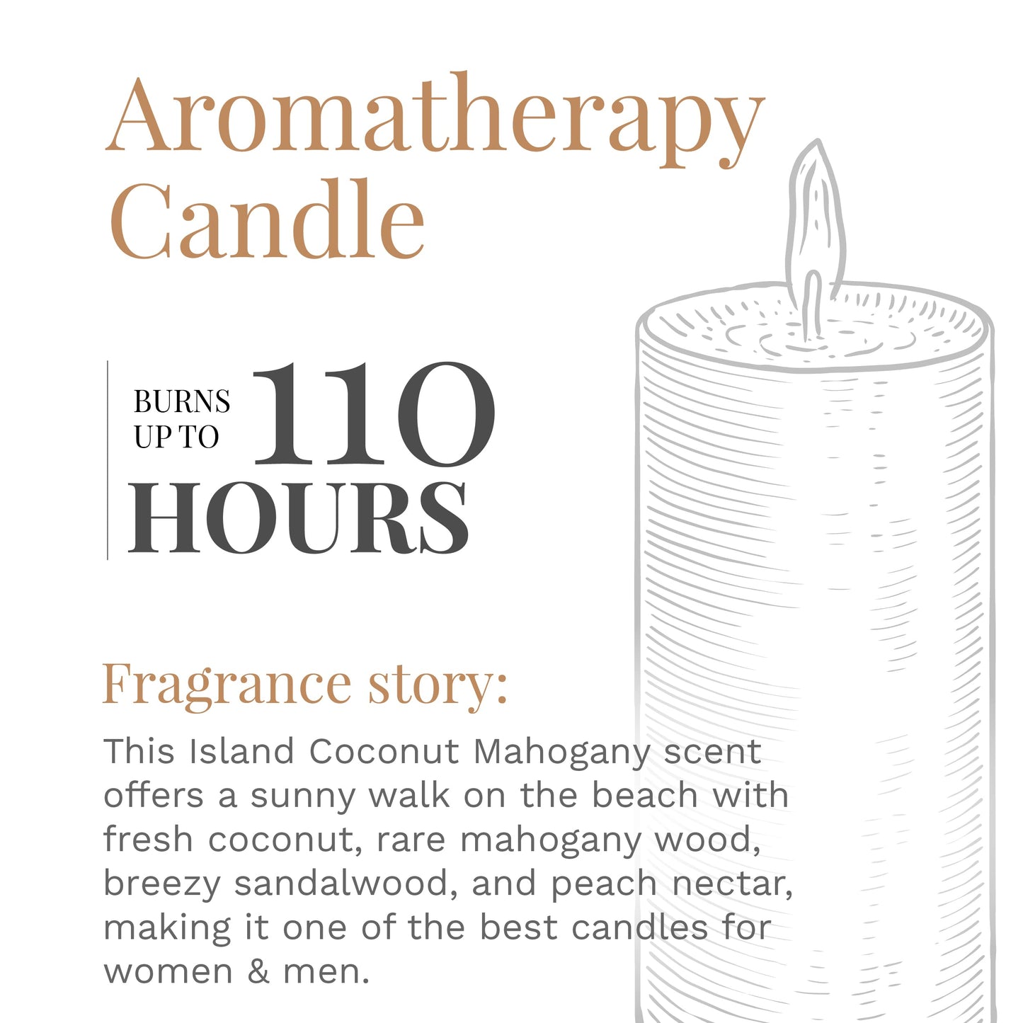 Candle-lite Scented Candles, Island Coconut Mahogany Fragrance, One 18 oz. Single-Wick Aromatherapy Candle with 110 Hours of Burn Time, White Color