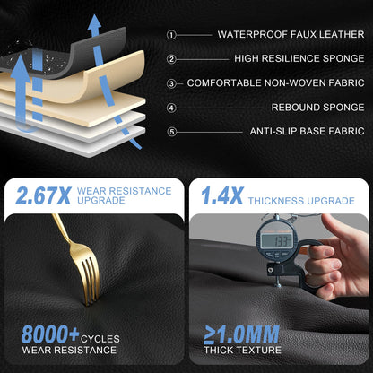 AOMSAZTO Leather Seat Covers Full Set Fit for Jeep Compass 2012-2026,Waterproof Faux Leather Seat Protectors for 5-Seat Vehicles(Black)