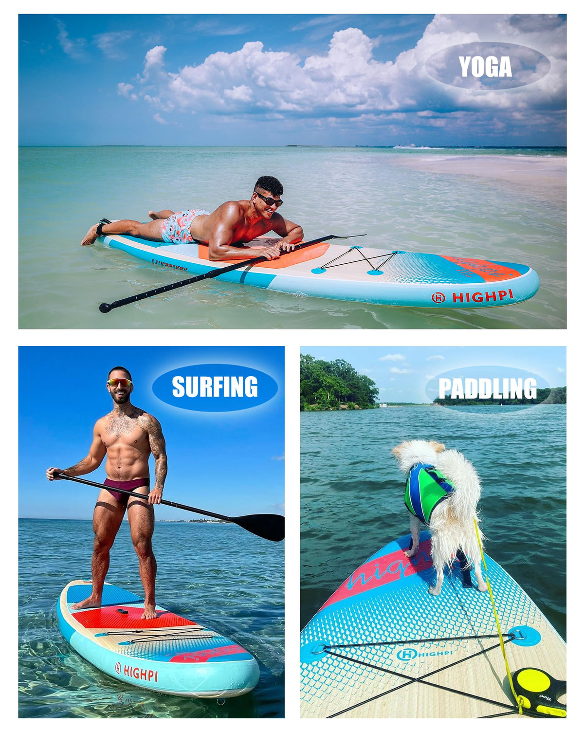 Highpi 11ft Inflatable Stand Up Paddle Board for Youth and Adults – Wide Sup with Premium Accessories, Blow Up Paddleboard for Surfing, Fishing, Yoga & More