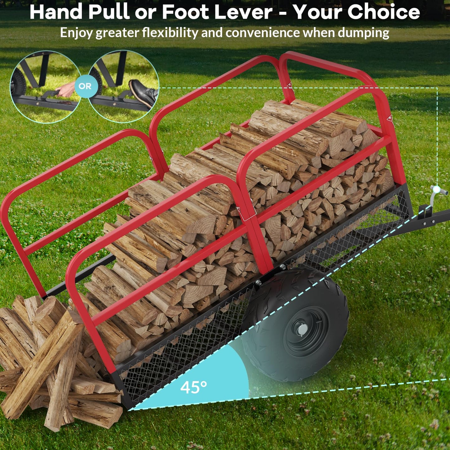 GAOMON Heavy Duty Utility Cart Cargo Trailer, 1700 Lbs 15 Cubic Feet, Yard Utility Trailer with Removable Sides and Handle, Garden Dump Cart for Hauling Behind Lawn & Garden Tractors