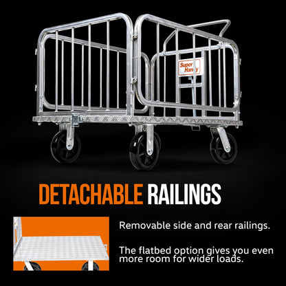 SuperHandy Cargo Trailer Heavy-Duty, Utility Cart - 1200 lbs Capacity with Hitch, 8" Casters, Compatible with SuperHandy Electric Tugger Cart