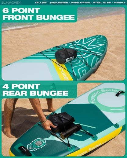 SUNHOKEY 11'×34'' Extra Wide Inflatable Paddle Board with Seam Welded Technology, Stand Up Paddle Board, 420lb Capacity for Adults, Sup Board for All-Level with 2-Blade Paddle/Dual-Action Pump/Leash