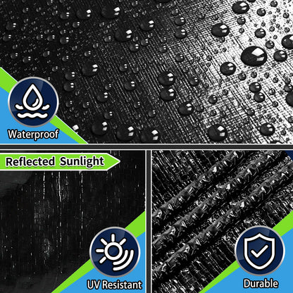 CAMPMAC Black Tarps Heavy Duty Waterproof 30x40, 12 Mil Thick, High Durability, Rip and Tear Resistant with Metal Grommets Every 20 Inches