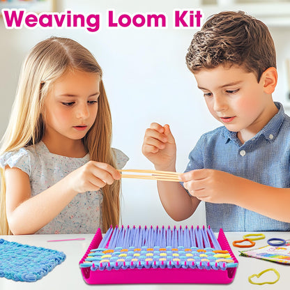 ZJEFUNS Weaving Loom Kit Toys for Kids and Adults DIY Arts and Crafts for Girls Ages 5 6 7 8 9 10 12, Pot Holder Loom Knitting Kits Includes 8 Color Craft Loops for Beginners
