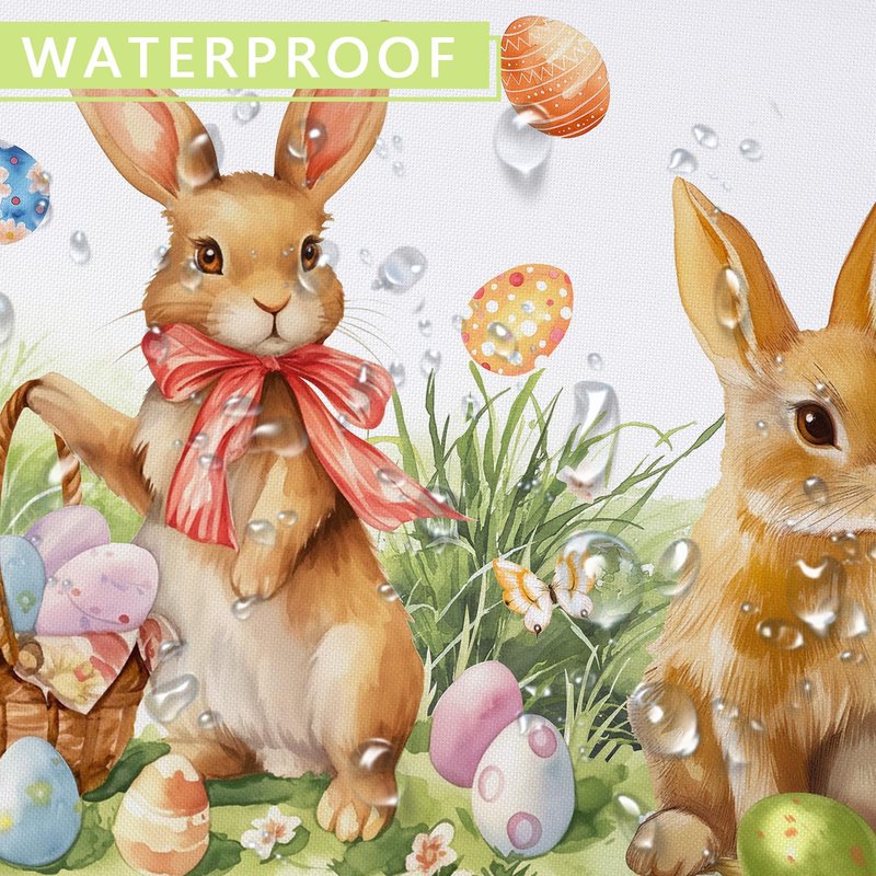 Roszwtit Spring Easter Tablecloth, Easter Eggs Bunny Floral Table Cloth Waterproof, Spring Rabbit Flowers Kitchen Table Decor for Dining Holiday Party 60x84 Inch Rectangle