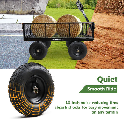 Olympia Tools Steel Garden Cart 1,000lbs 6-cu ft Utility Cart, Heavy Duty Wagon, with Removable Mesh Sides to Convert into Flatbed, Lawn and Utility Wagons Cart