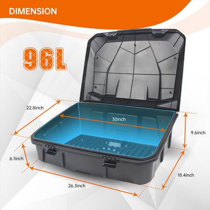 CUSAUTV 96L Rear Storage Cargo Box for Maverick R, Waterproof Bed Tool Rear Trunk Box Compatible with Can Am Maverick R X RS 2024+ Accessories Replace #715007182
