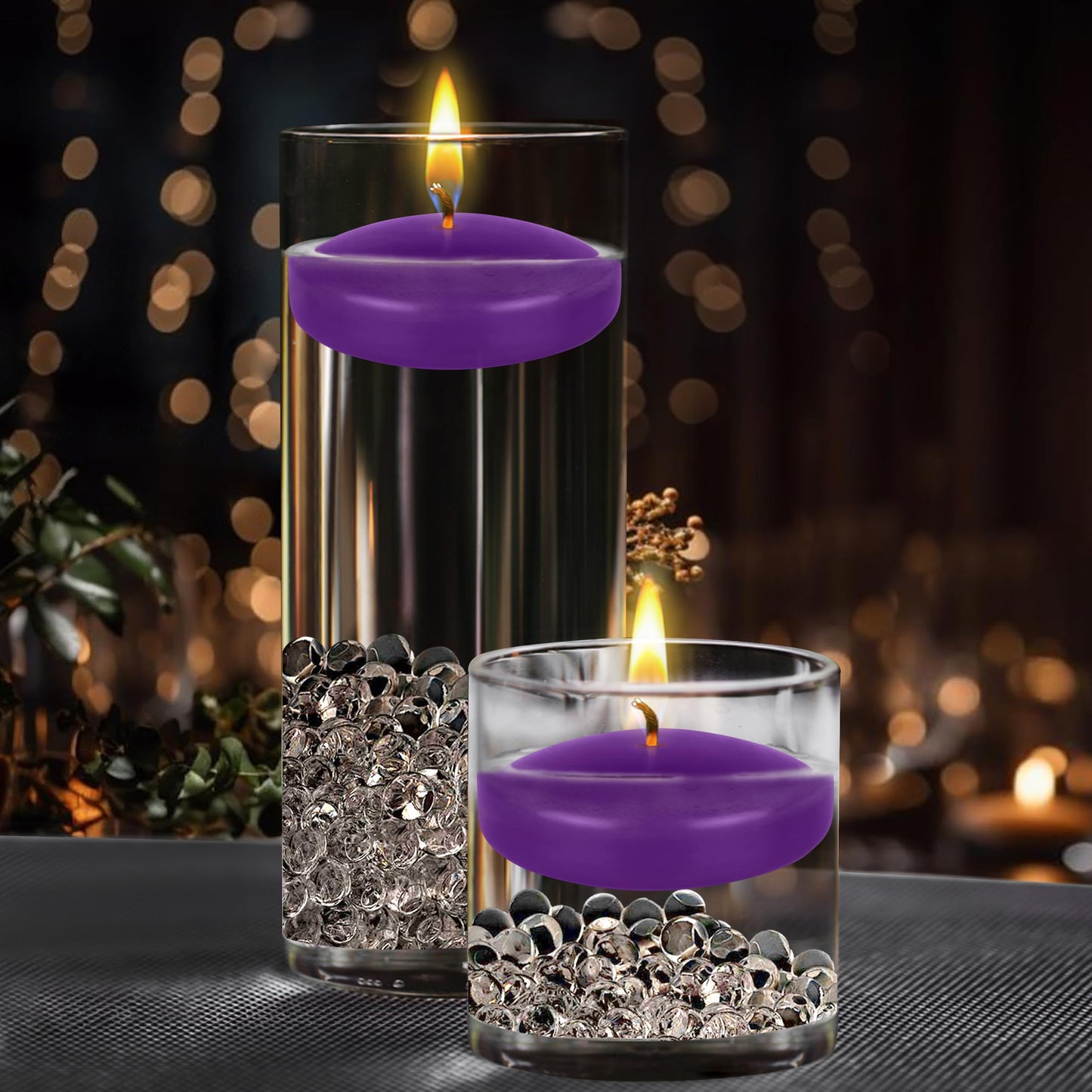 Mega Candles 12 pcs Unscented Purple Floating Candles, Hand Poured Wax Candle 3 Inch Diameter, Home Décor, Wedding Receptions, Centerpieces, Occasions, Events, Festivities, Meditations, Spas