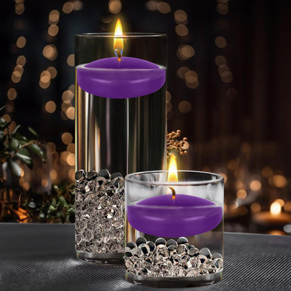Mega Candles 12 pcs Unscented Purple Floating Candles, Hand Poured Wax Candle 3 Inch Diameter, Home Décor, Wedding Receptions, Centerpieces, Occasions, Events, Festivities, Meditations, Spas