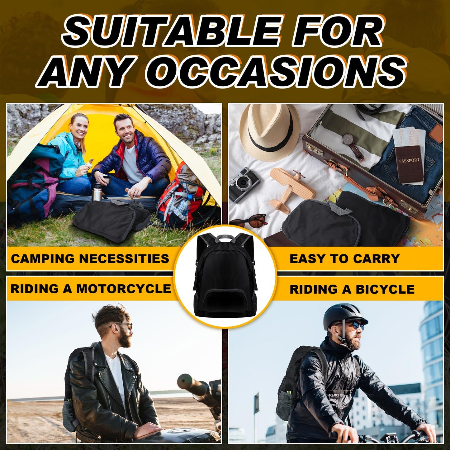 Dunzy 50 Pcs 20l Foldable Backpacks Bulk Lightweight Basic Back Pack Wholesale for Homeless Donation Corporate Events Travel Camping