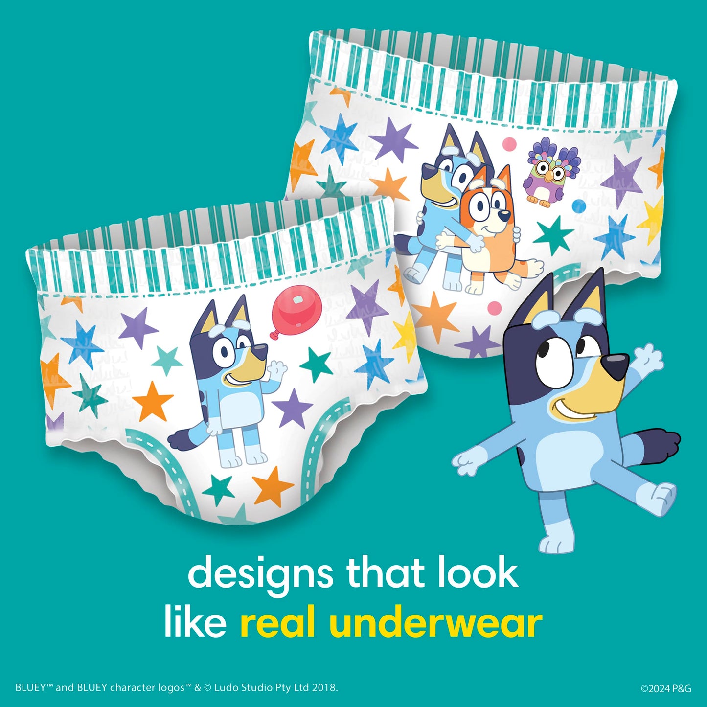 Pampers Training Pants - Easy Ups Boys & Girls Bluey - Size 3T-4T, 124 Count, Children's Potty Underwear (Packaging May Vary)