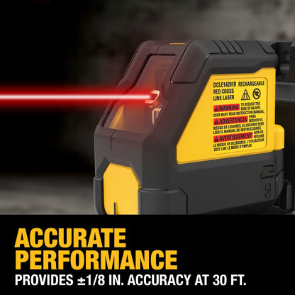 DEWALT USB Rechargeable Red Cross Line Laser Base Kit (DCLE14201RB)