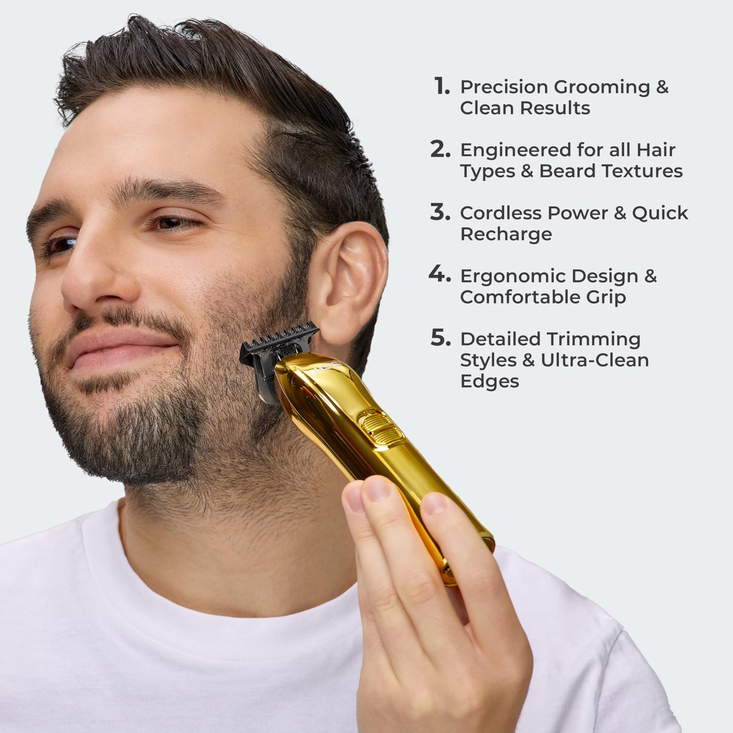 KISS Precision Blade Cordless Trimmer with Stainless Steel T-Blade, Powerful High-Torque, High-Speed Motor, 3 Blade Guard Attachments & Blade Cover, USB Cable & Long-Lasting Lithium Ion Battery