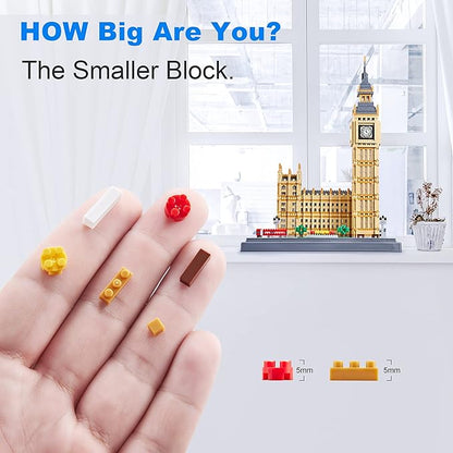 World Famous Architecture Micro Building Blocks Set 6473 PCS - DIY London Big Ben Collectible Model for Adults Teens or Lovers Ages of 14+ in Living Room or Office Decorative Items