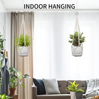 IDEEEPAN Macrame Plant Hanger, Fits 4-13 Inch Pots, Boho Hanging Plant Holder for Indoor Outdoor, 35 Inch, Set of 3, White (No Flowerpot)