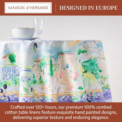 Maison d'Hermine Premium Table Cloth Round Table 100% Cotton 70 Inches Tablecloth Reusable Decorative Everyday Use for Dining Room, Farmhouse, Home, Party, Festive & Wedding - Luberon